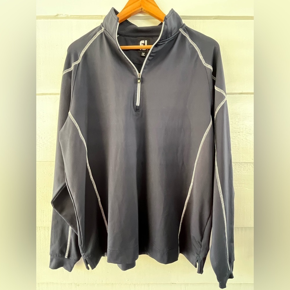 Foot Joy Navy Blue Quarter-Zip Pullover Golf Athletic Nylon Size L